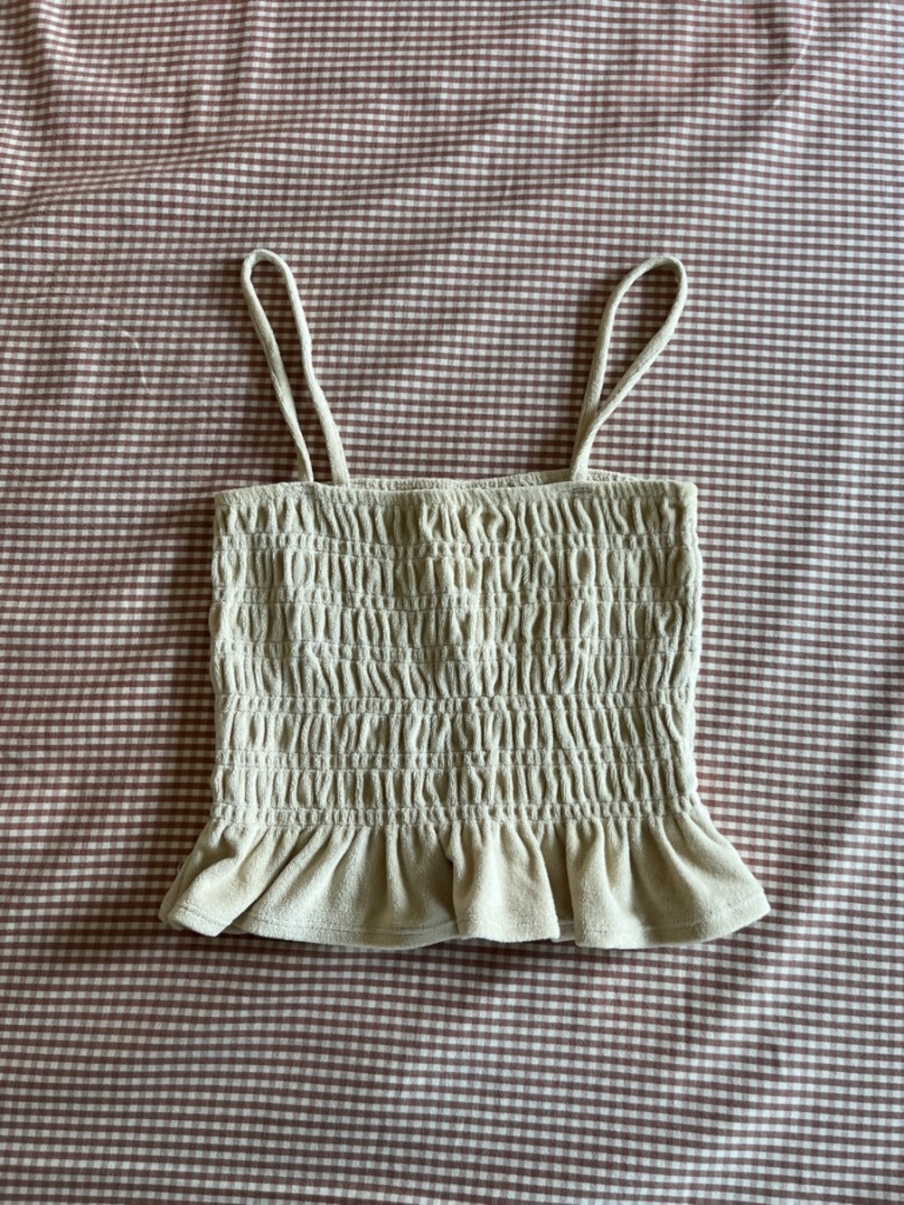 Women's Cream Smocked Ruffle Cami Top H & M